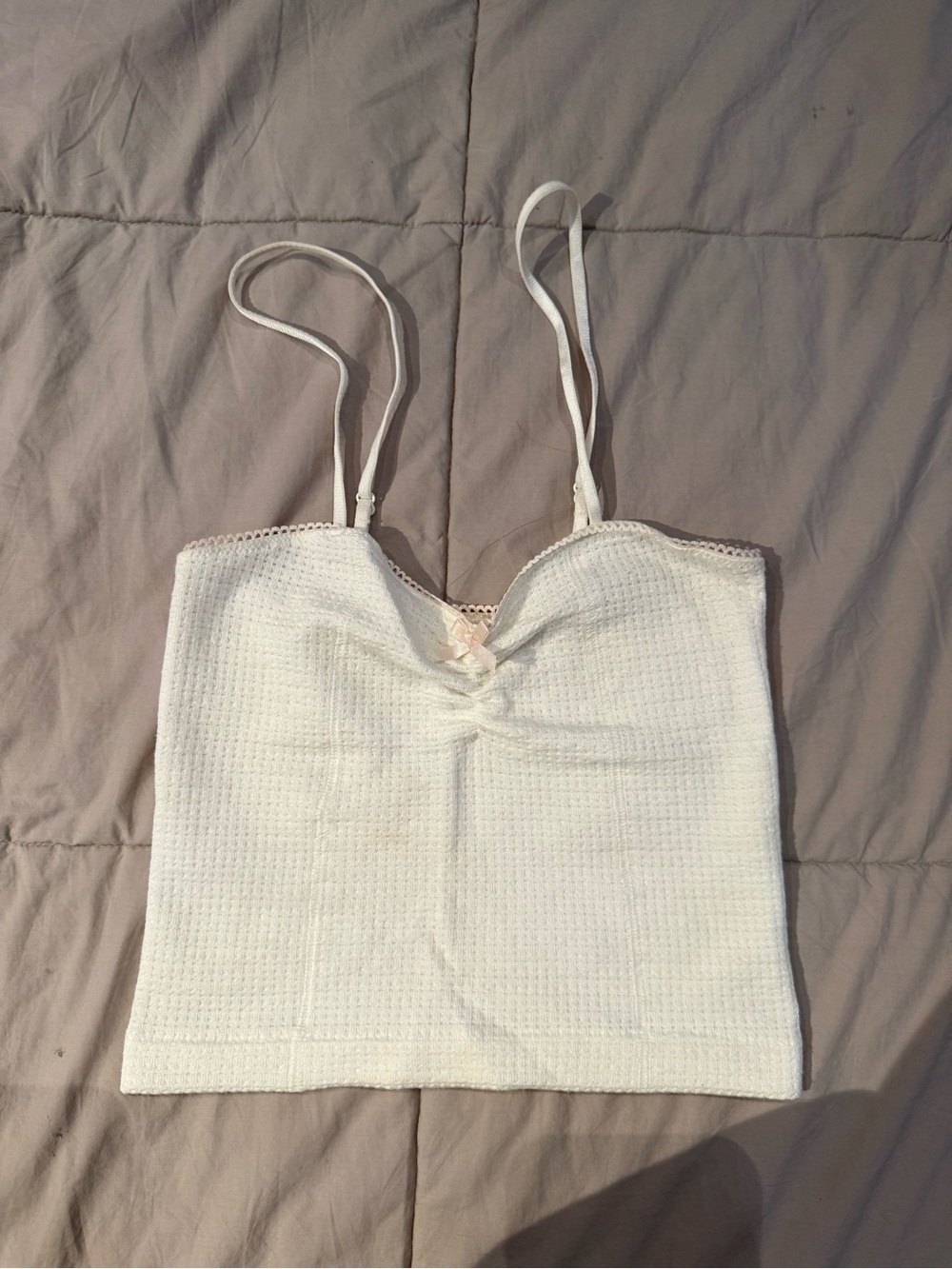 Urban Outfitters White Ribbed Crop Cami with Twist Front